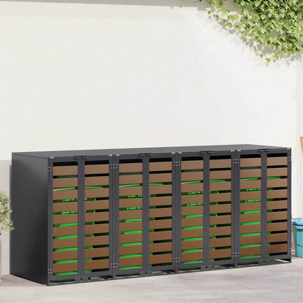 Wheelie Bin Storage for 4 Bins Anthracite 272 x 77.5 x 115.5 cm