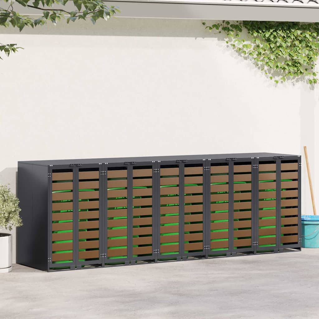 Wheelie Bin Storage for 5 Bins Anthracite 340 x 77.5 x 115.5 cm