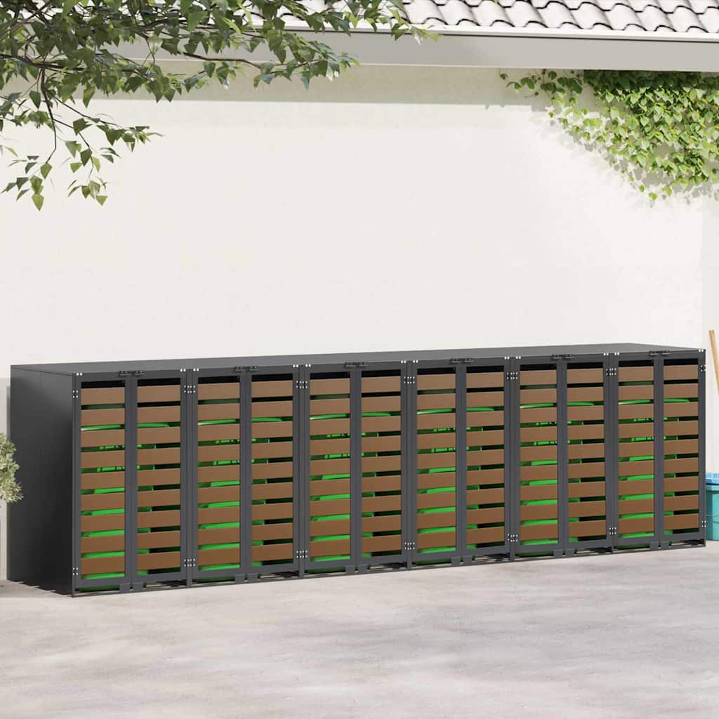 Wheelie Bin Storage for 6 Bins Anthracite 408 x 77.5 x 115.5 cm