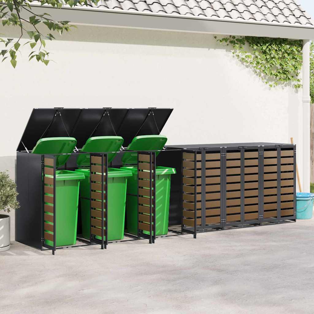Wheelie Bin Storage for 6 Bins Anthracite 408 x 77.5 x 115.5 cm