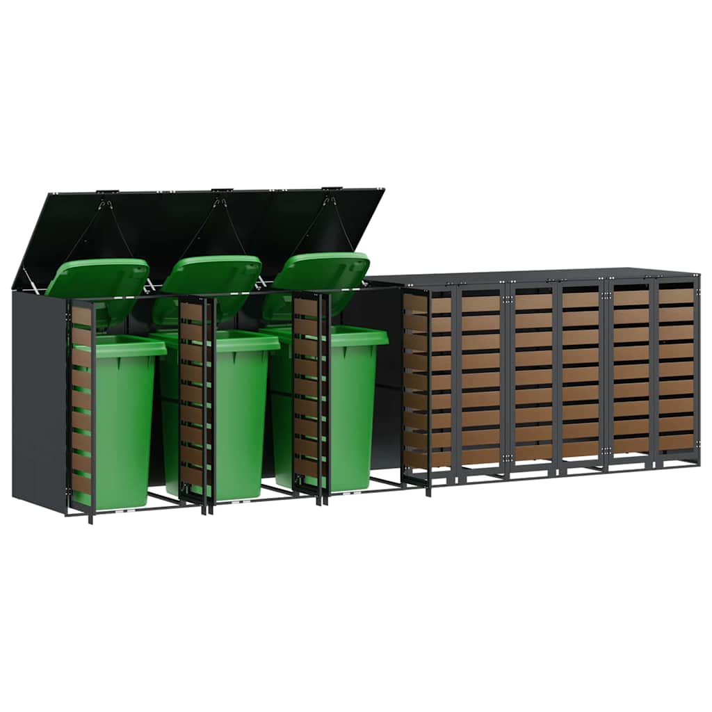 Wheelie Bin Storage for 6 Bins Anthracite 408 x 77.5 x 115.5 cm