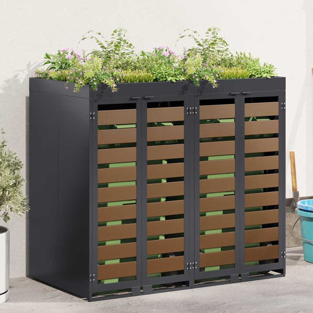 Wheelie Bin Storage for 2 Bins Anthracite 136 x 77.5 x 121.5 cm