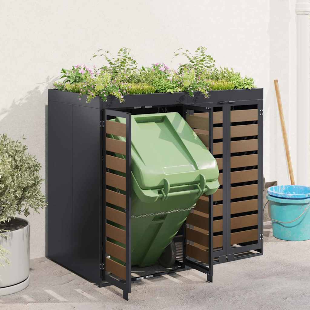 Wheelie Bin Storage for 2 Bins Anthracite 136 x 77.5 x 121.5 cm