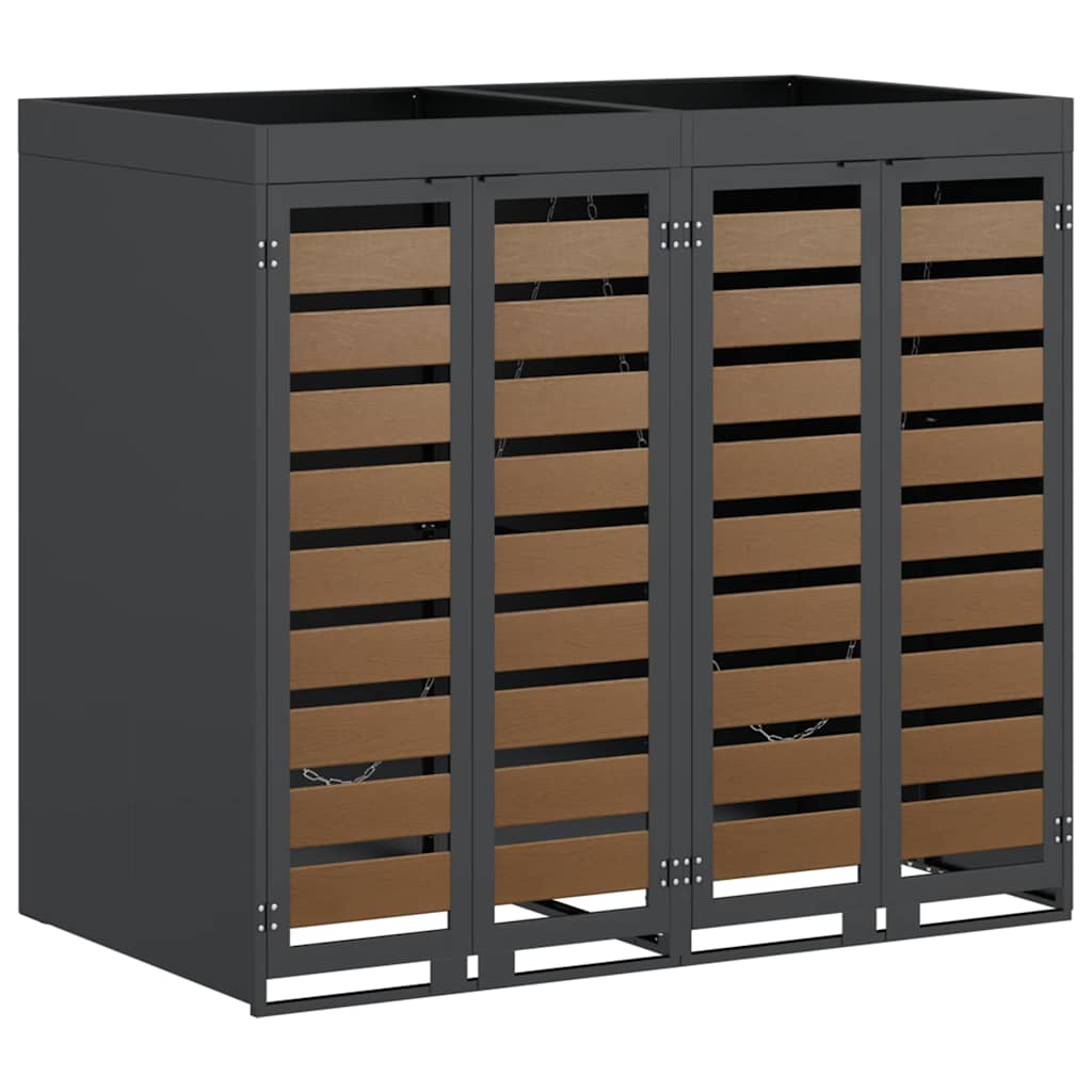 Wheelie Bin Storage for 2 Bins Anthracite 136 x 77.5 x 121.5 cm