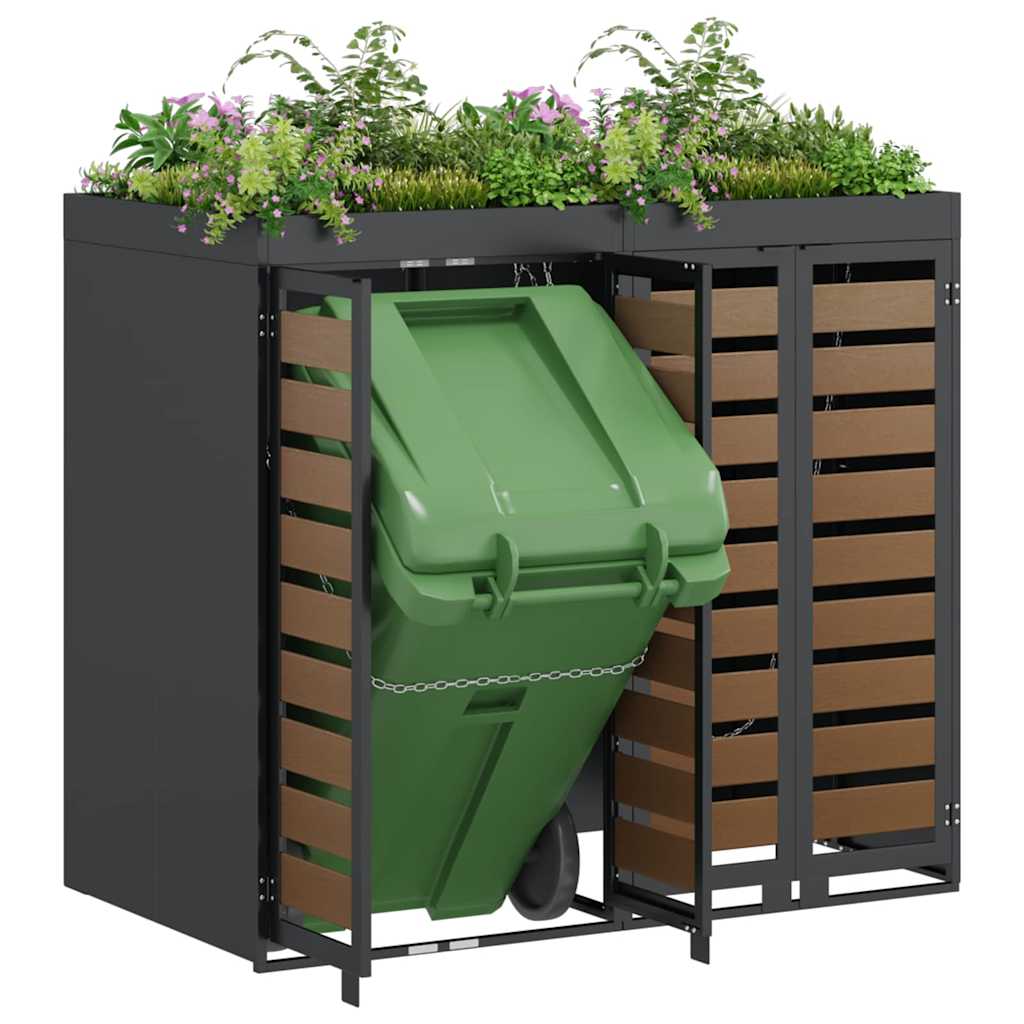 Wheelie Bin Storage for 2 Bins Anthracite 136 x 77.5 x 121.5 cm