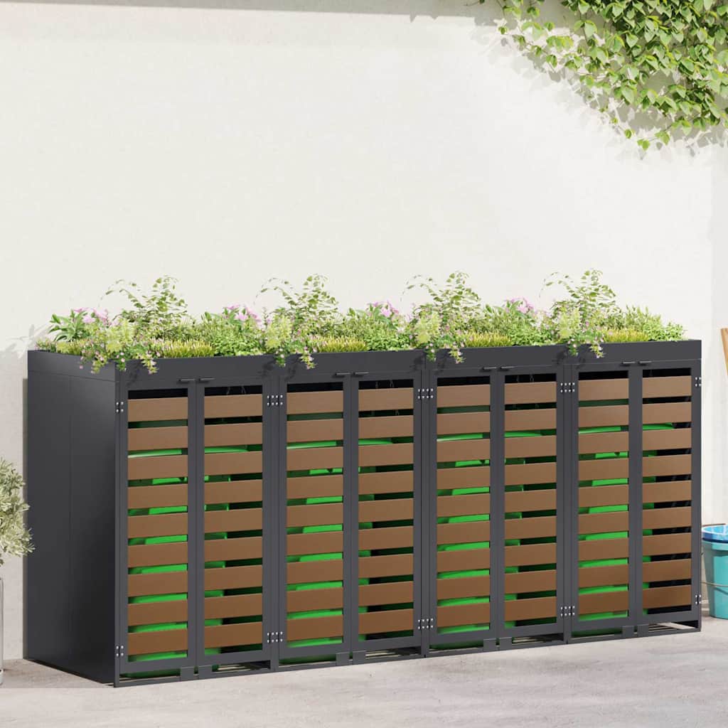 Wheelie Bin Storage for 4 Bins Anthracite 272 x 77.5 x 121.5 cm