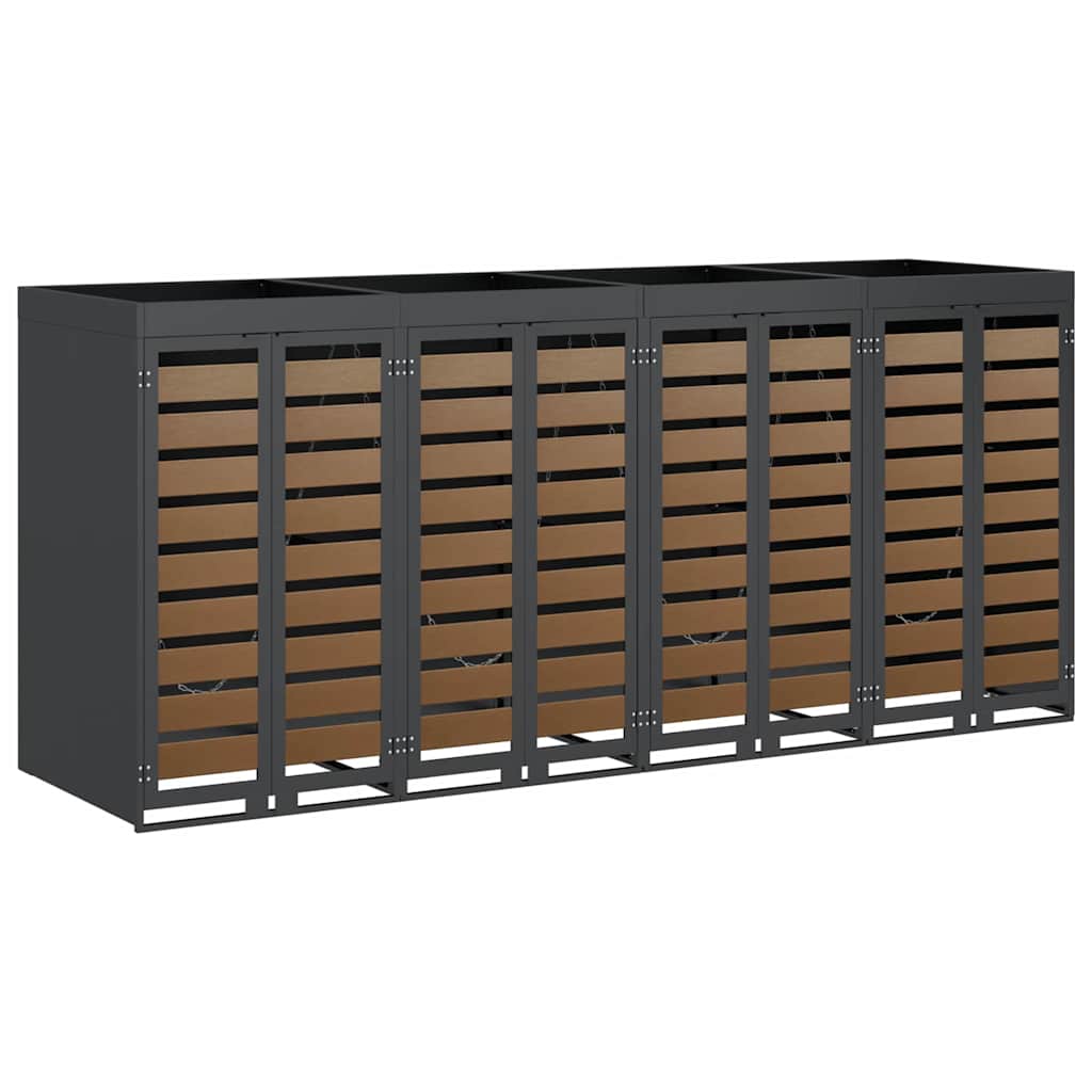 Wheelie Bin Storage for 4 Bins Anthracite 272 x 77.5 x 121.5 cm