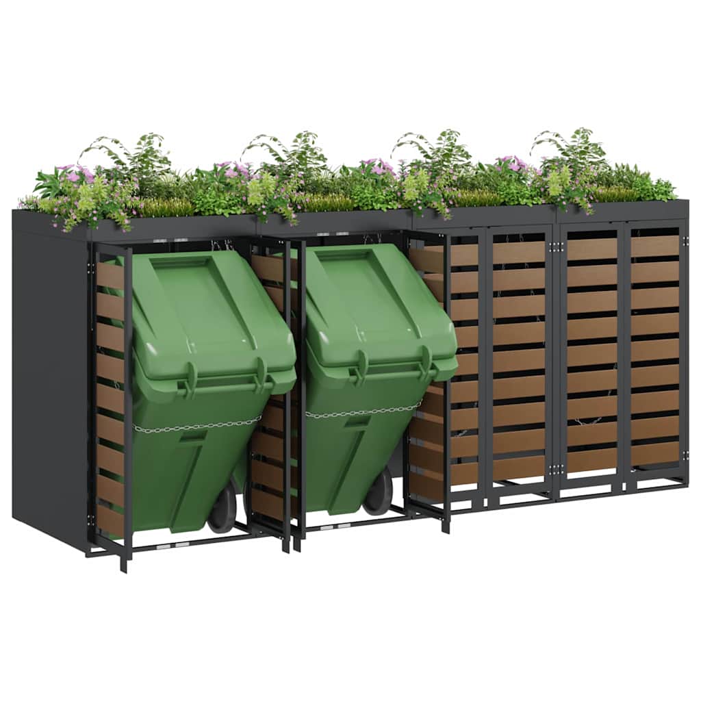 Wheelie Bin Storage for 4 Bins Anthracite 272 x 77.5 x 121.5 cm