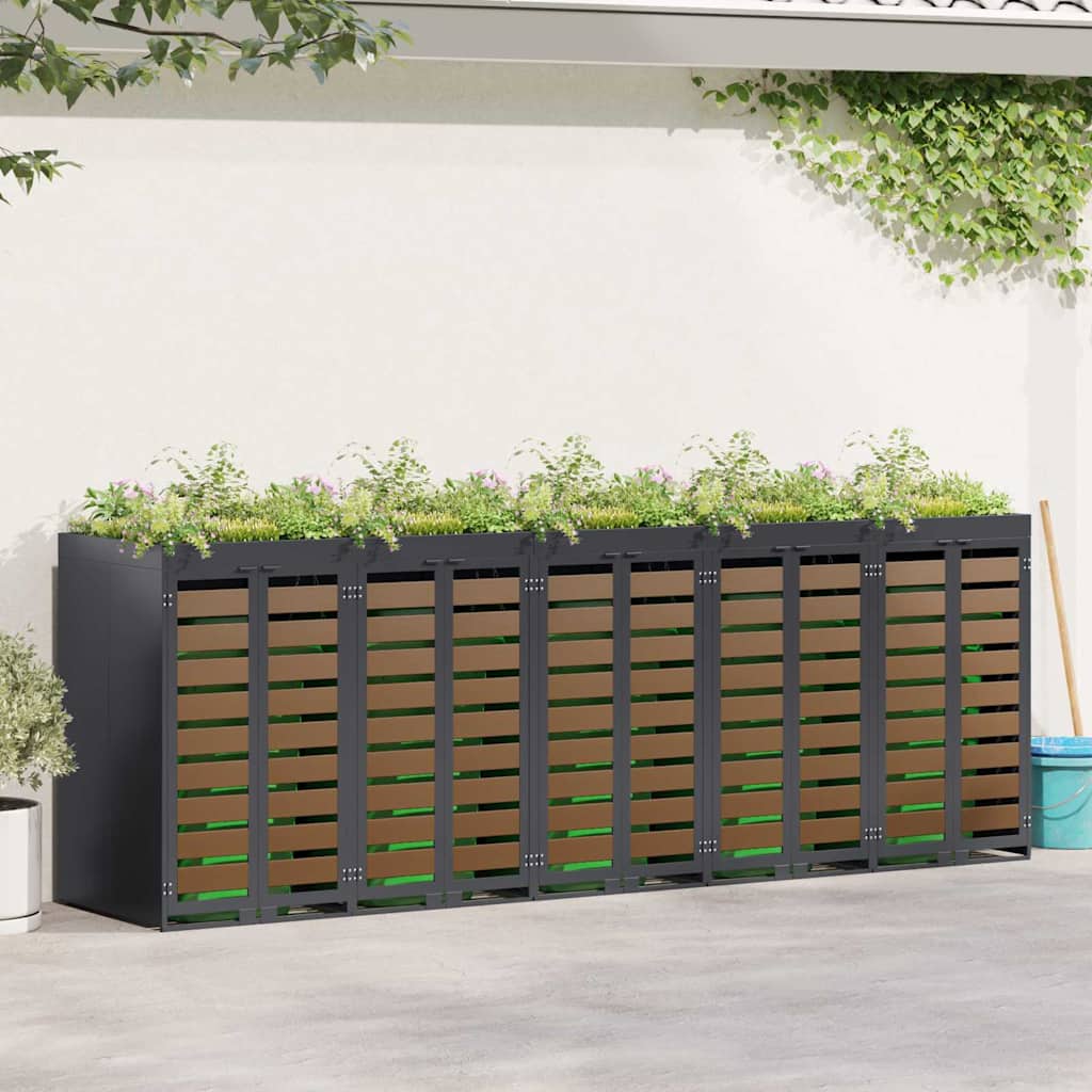 Wheelie Bin Storage for 5 Bins Anthracite 340 x 77.5 x 121.5 cm