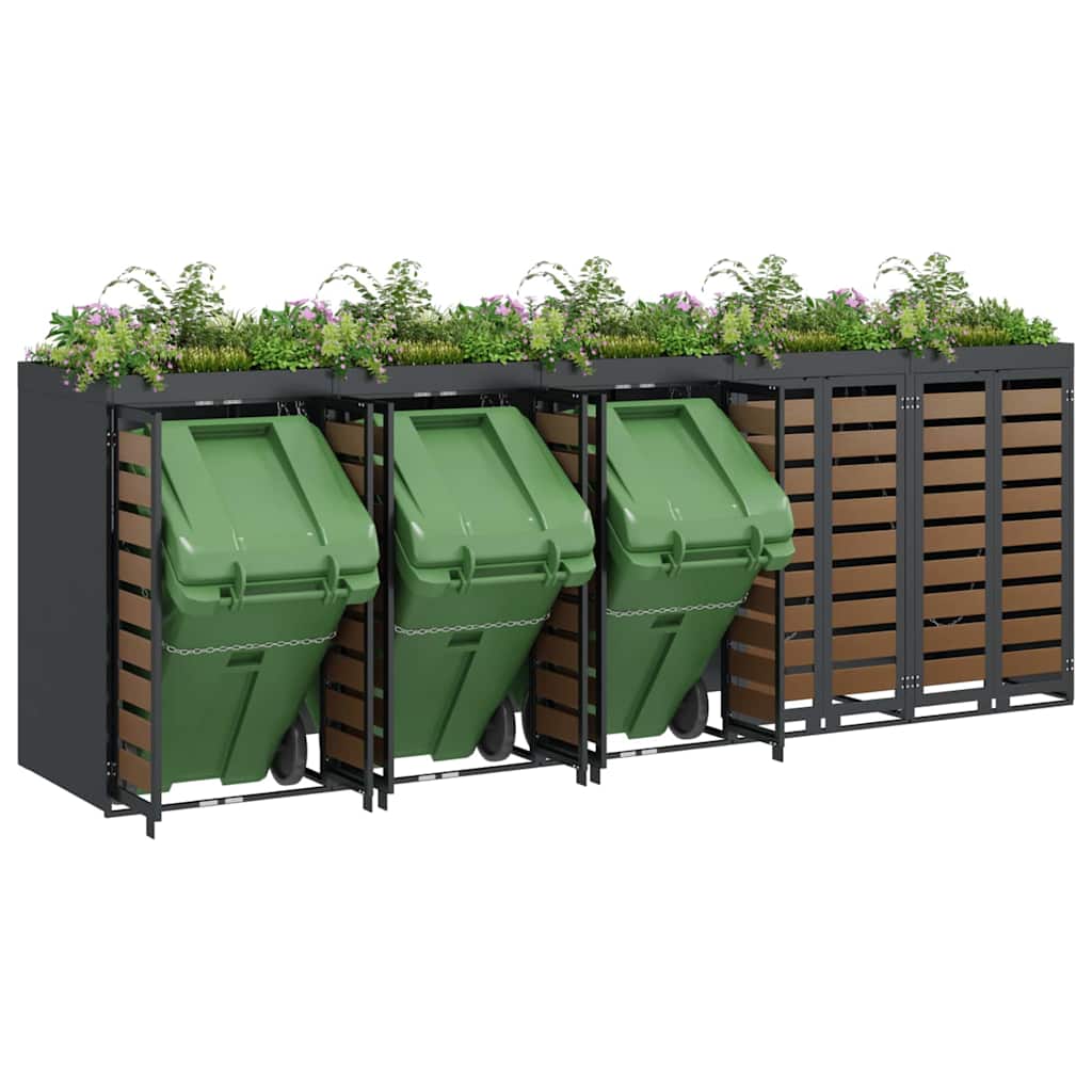 Wheelie Bin Storage for 5 Bins Anthracite 340 x 77.5 x 121.5 cm