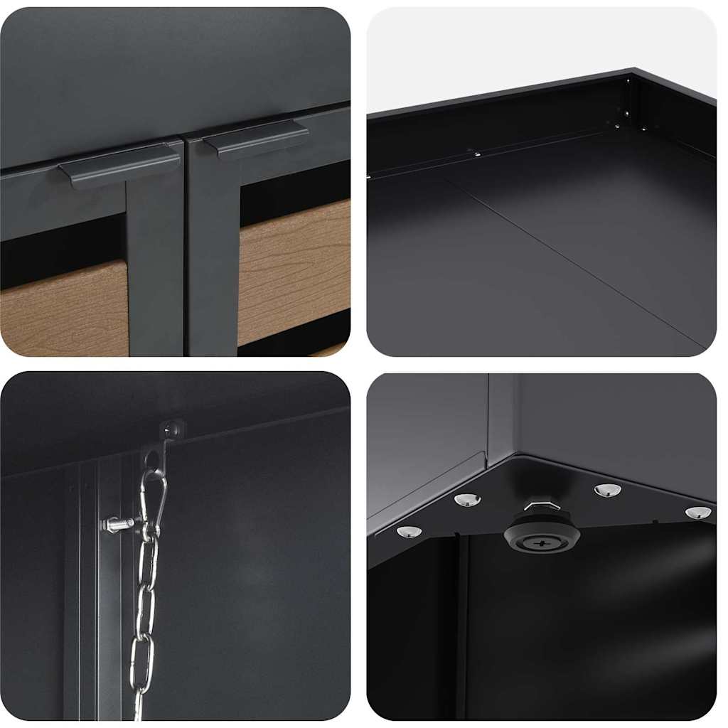 Wheelie Bin Storage for 6 Bins Anthracite 408 x 77.5 x 121.5 cm
