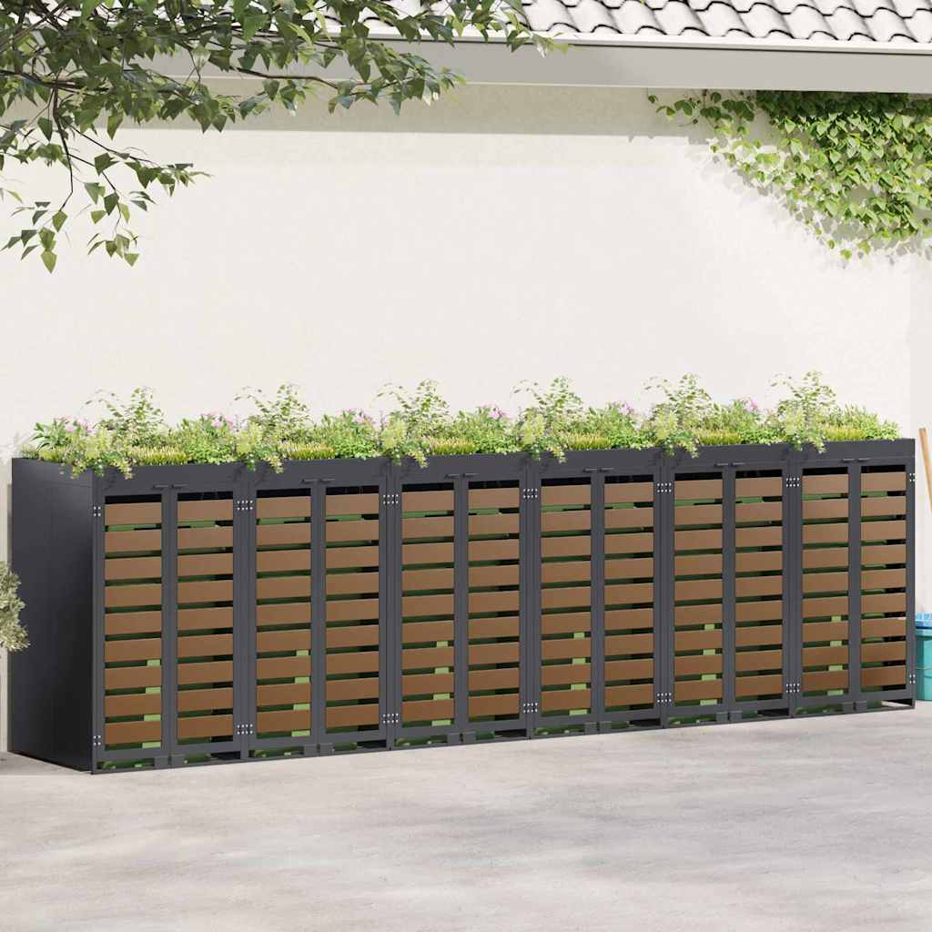 Wheelie Bin Storage for 6 Bins Anthracite 408 x 77.5 x 121.5 cm
