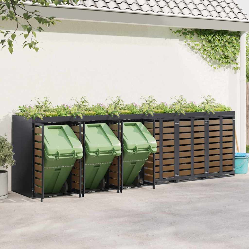 Wheelie Bin Storage for 6 Bins Anthracite 408 x 77.5 x 121.5 cm
