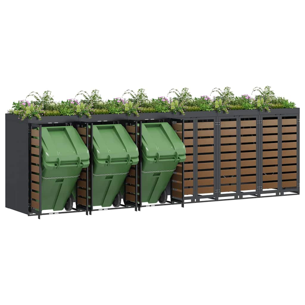 Wheelie Bin Storage for 6 Bins Anthracite 408 x 77.5 x 121.5 cm