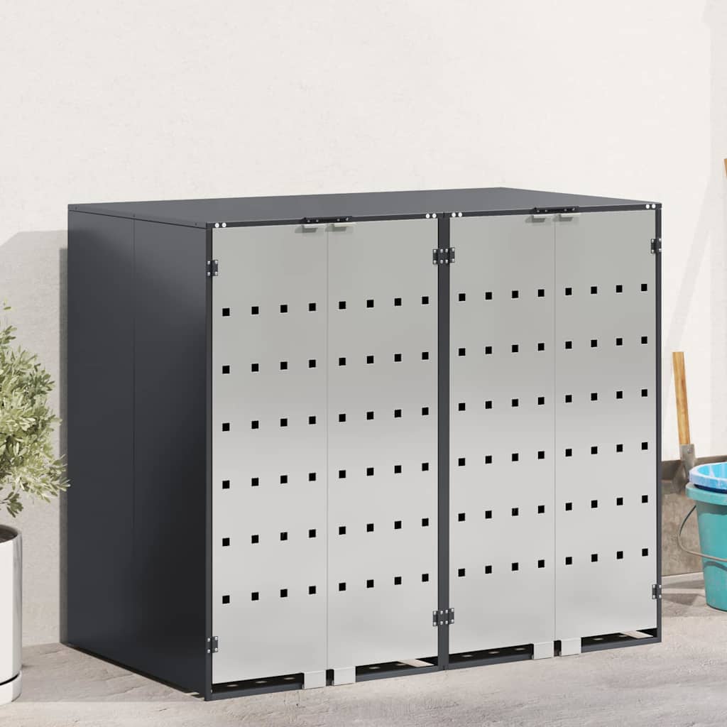 Wheelie Bin Storage for 2 Bins Anthracite 136 x 77.5 x 115.5 cm