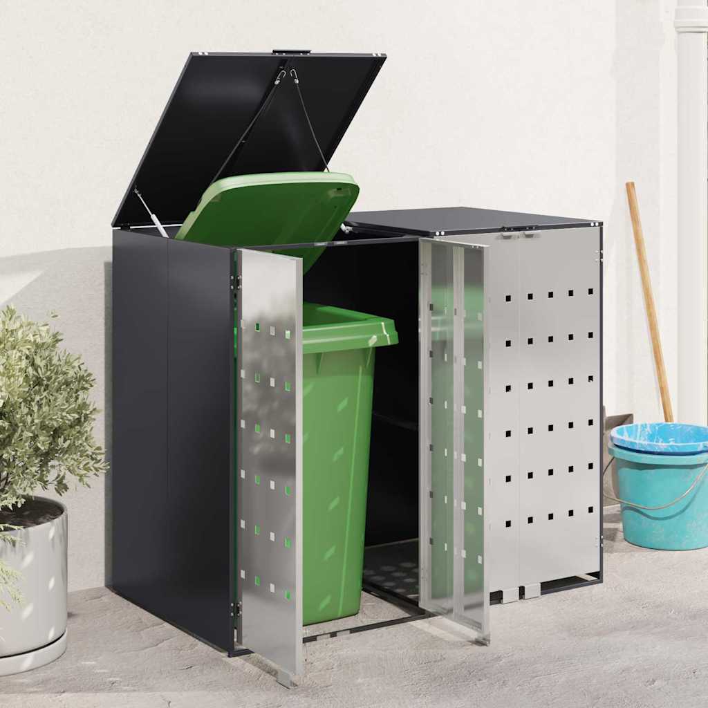 Wheelie Bin Storage for 2 Bins Anthracite 136 x 77.5 x 115.5 cm