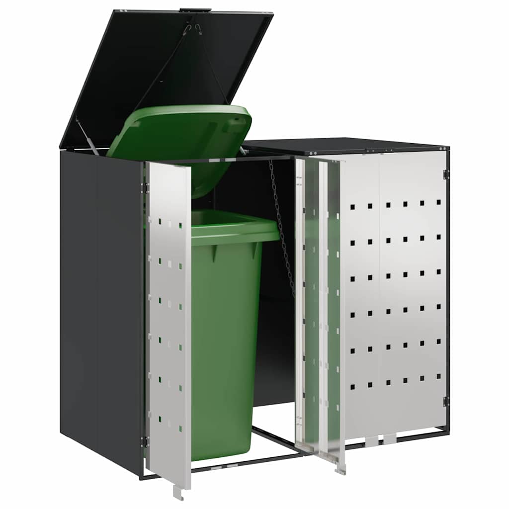 Wheelie Bin Storage for 2 Bins Anthracite 136 x 77.5 x 115.5 cm