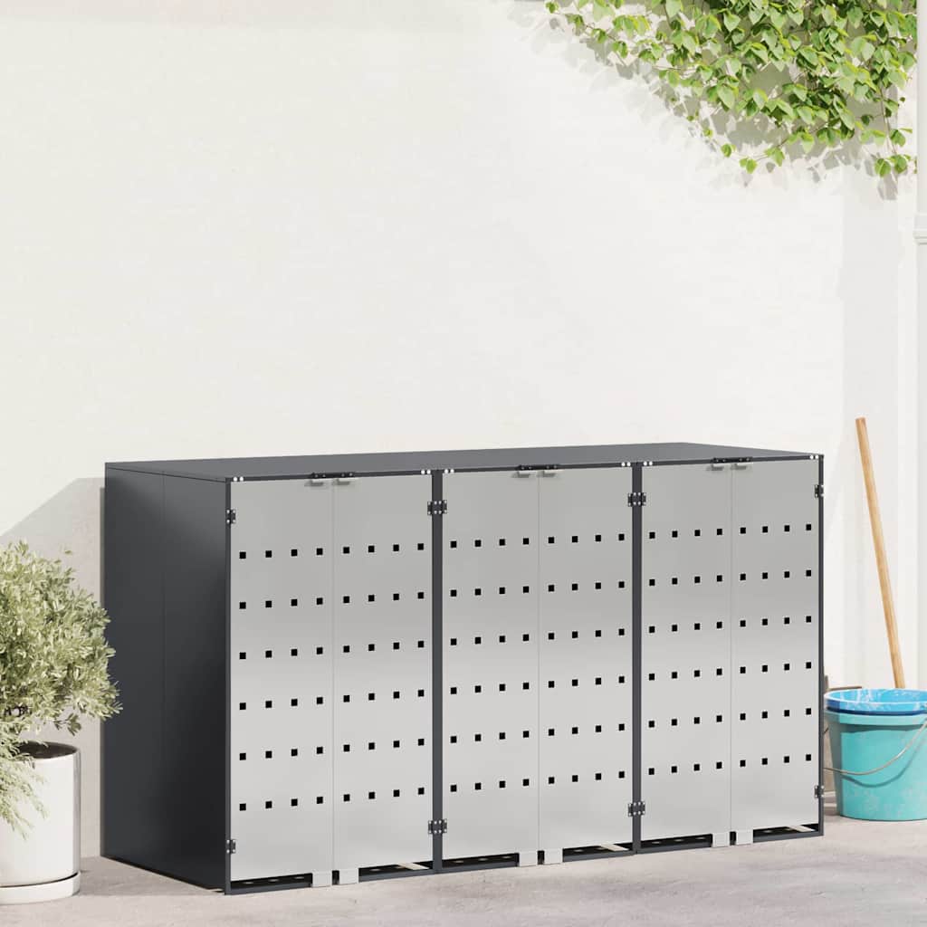 Wheelie Bin Storage for 3 Bins Anthracite 204 x 77.5 x 115.5 cm
