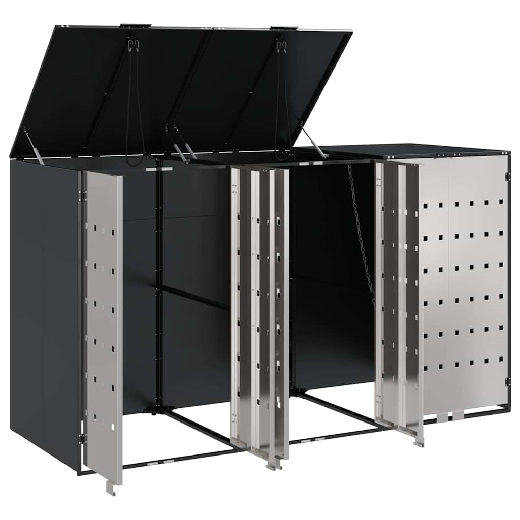 Wheelie Bin Storage for 3 Bins Anthracite 204 x 77.5 x 115.5 cm