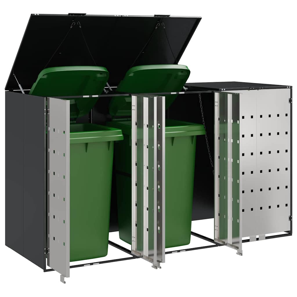 Wheelie Bin Storage for 3 Bins Anthracite 204 x 77.5 x 115.5 cm
