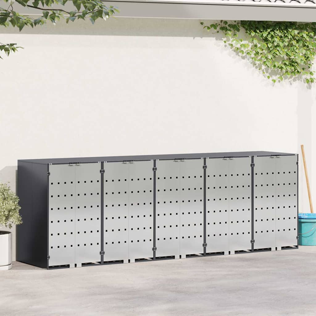 Wheelie Bin Storage for 5 Bins Anthracite 340 x 77.5 x 115.5 cm