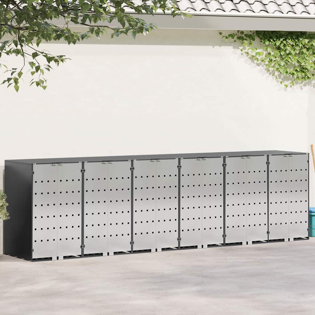 Wheelie Bin Storage for 6 Bins Anthracite 408 x 77.5 x 115.5 cm