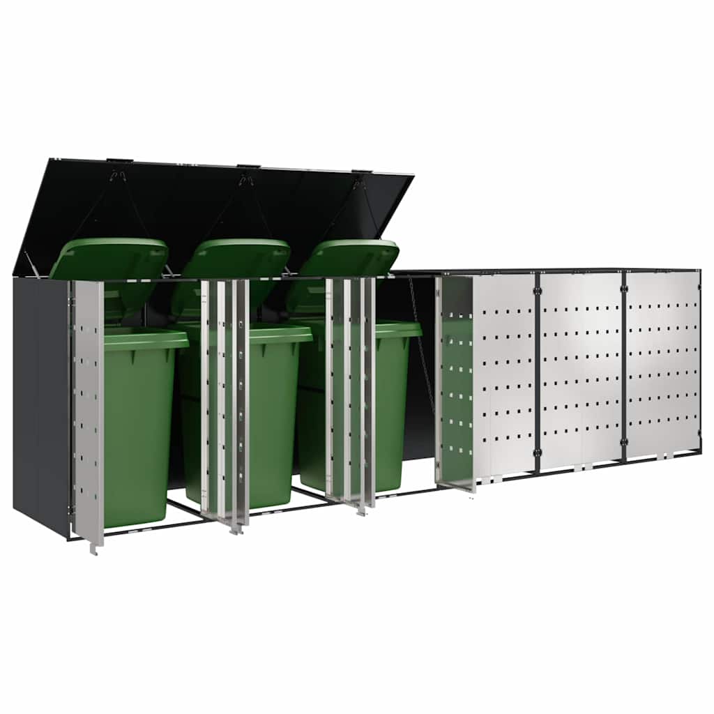 Wheelie Bin Storage for 6 Bins Anthracite 408 x 77.5 x 115.5 cm