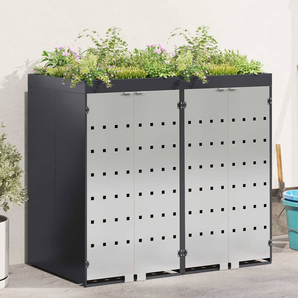 Wheelie Bin Storage for 2 Bins Anthracite 136 x 77.5 x 121.5 cm