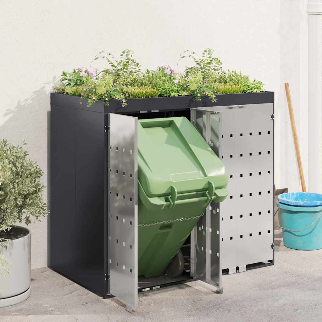 Wheelie Bin Storage for 2 Bins Anthracite 136 x 77.5 x 121.5 cm