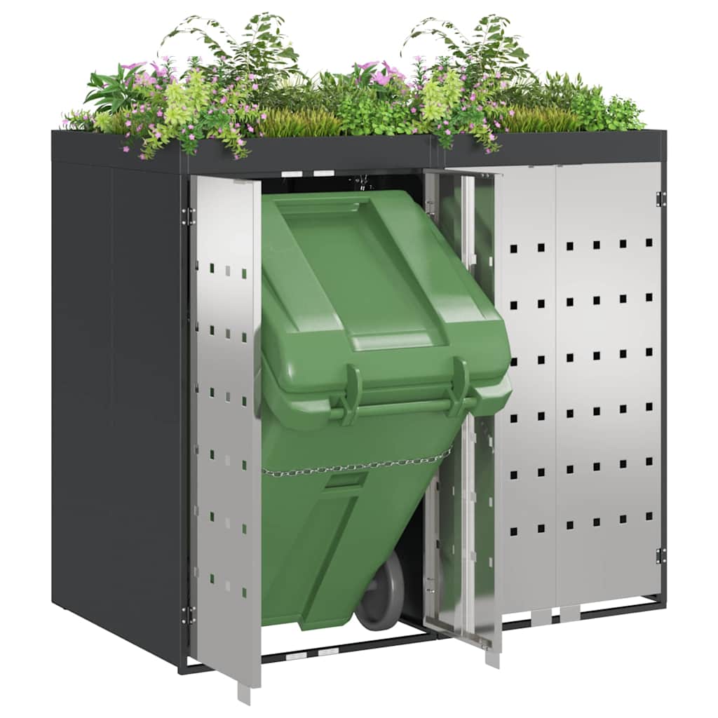 Wheelie Bin Storage for 2 Bins Anthracite 136 x 77.5 x 121.5 cm