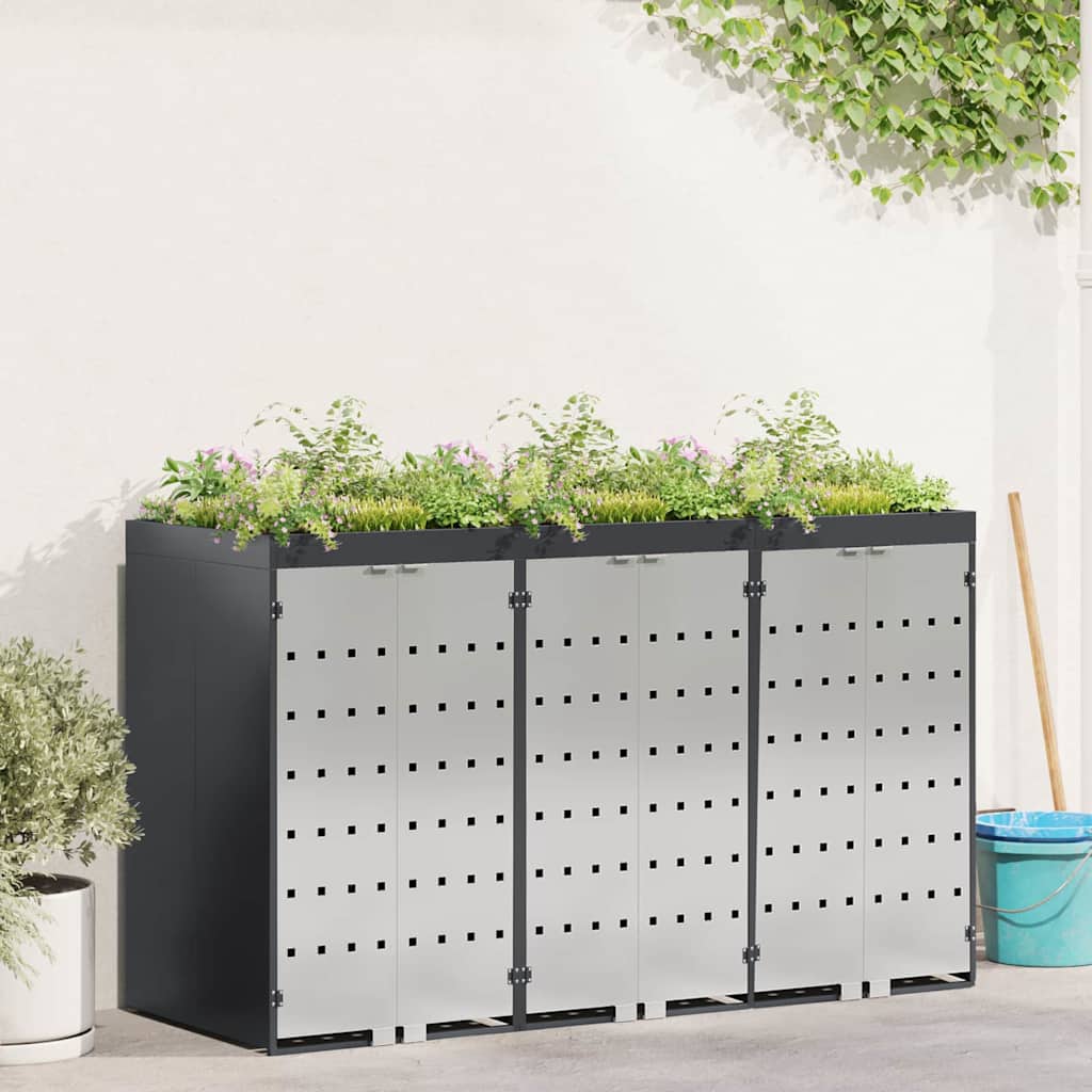 Wheelie Bin Storage for 3 Bins Anthracite 204 x 77.5 x 121.5 cm
