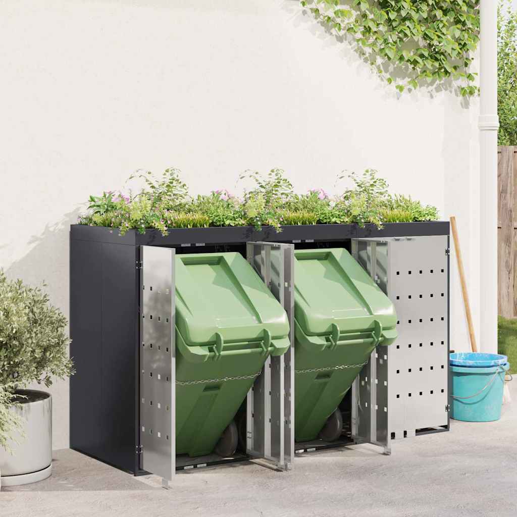 Wheelie Bin Storage for 3 Bins Anthracite 204 x 77.5 x 121.5 cm