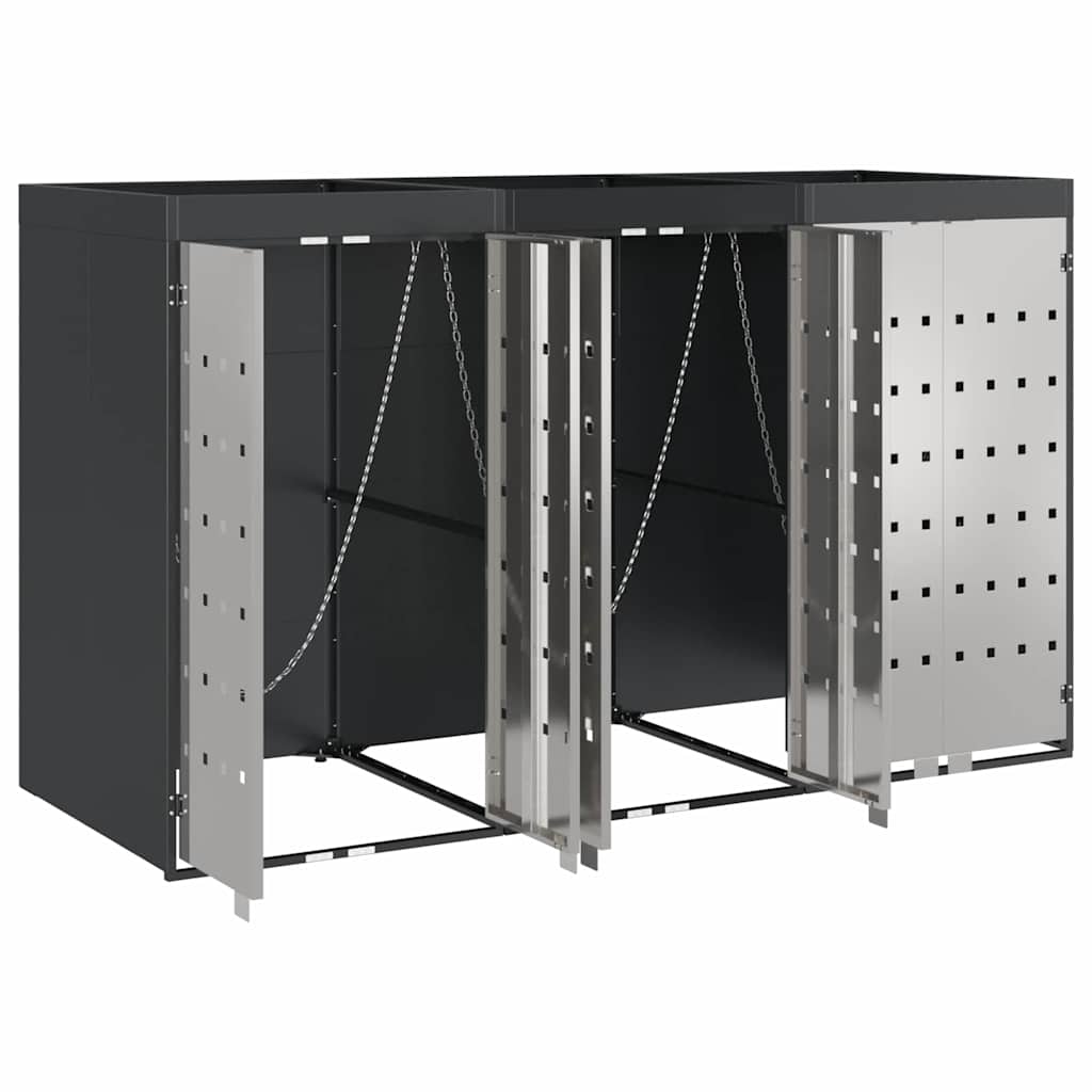 Wheelie Bin Storage for 3 Bins Anthracite 204 x 77.5 x 121.5 cm