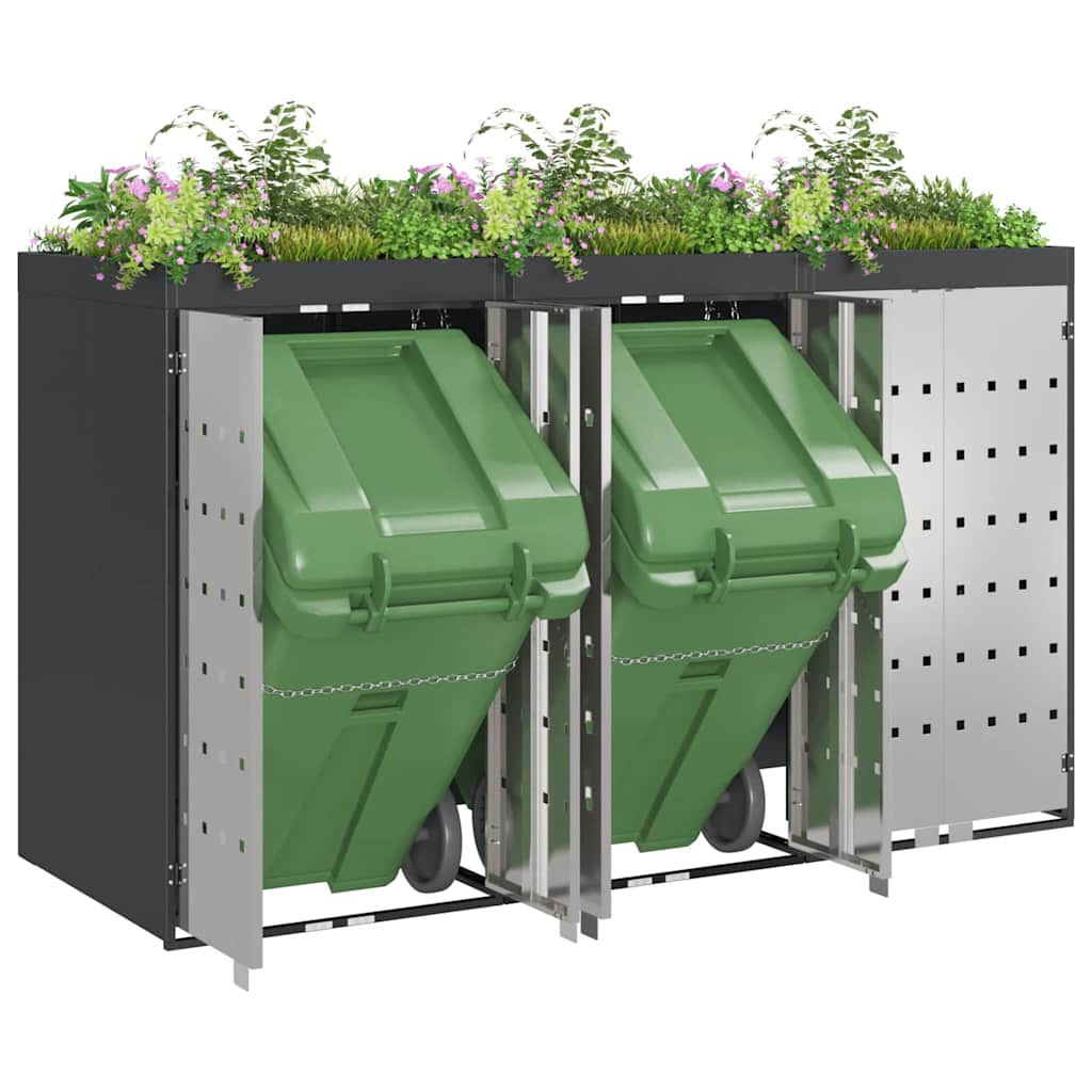 Wheelie Bin Storage for 3 Bins Anthracite 204 x 77.5 x 121.5 cm