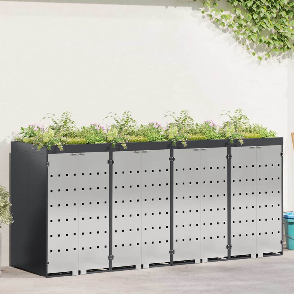 Wheelie Bin Storage for 4 Bins Anthracite 272 x 77.5 x 121.5 cm