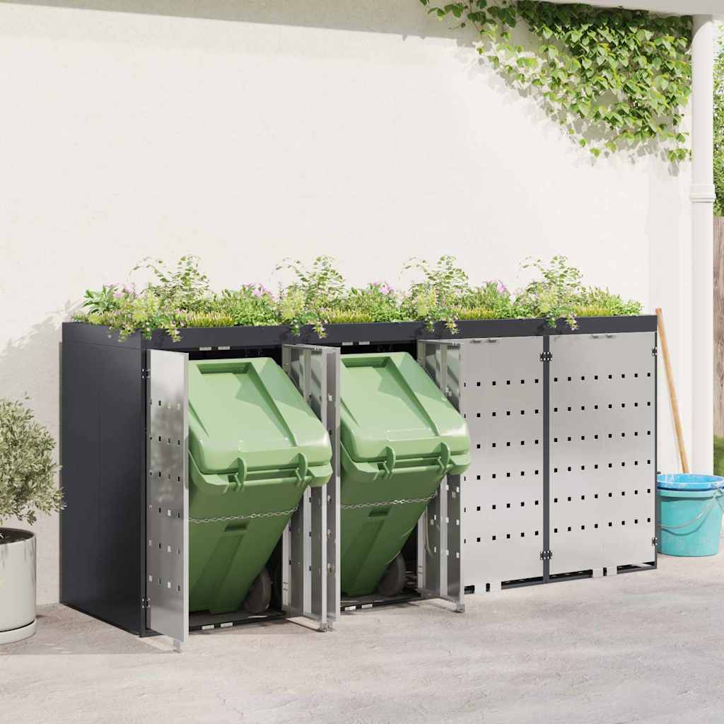 Wheelie Bin Storage for 4 Bins Anthracite 272 x 77.5 x 121.5 cm