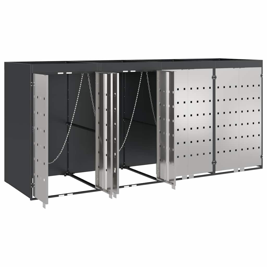 Wheelie Bin Storage for 4 Bins Anthracite 272 x 77.5 x 121.5 cm