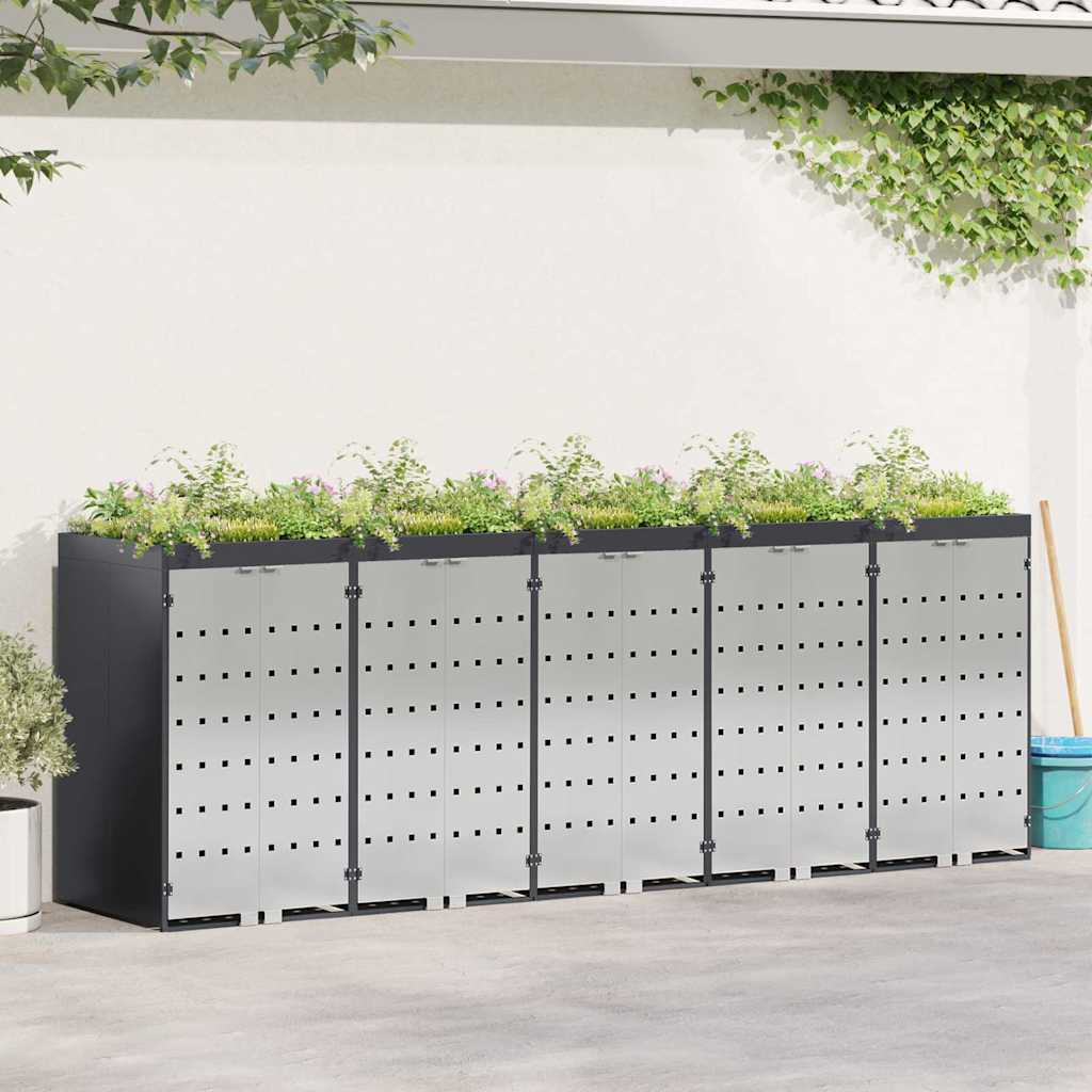 Wheelie Bin Storage for 5 Bins Anthracite 340 x 77.5 x 121.5 cm