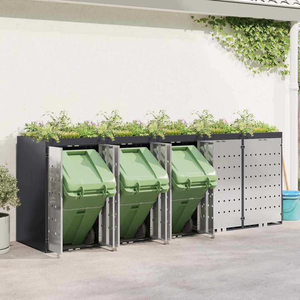 Wheelie Bin Storage for 5 Bins Anthracite 340 x 77.5 x 121.5 cm