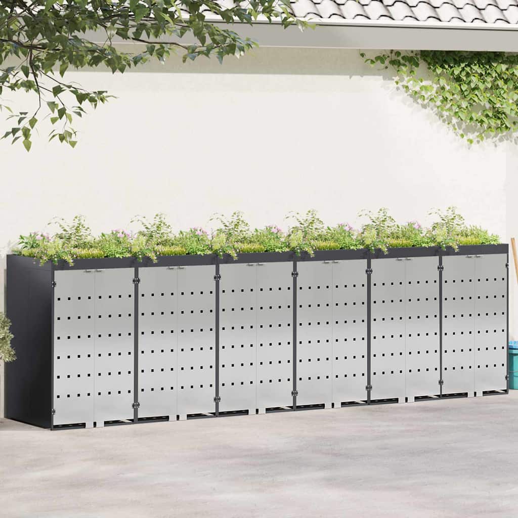 Wheelie Bin Storage for 6 Bins Anthracite 408 x 77.5 x 121.5 cm