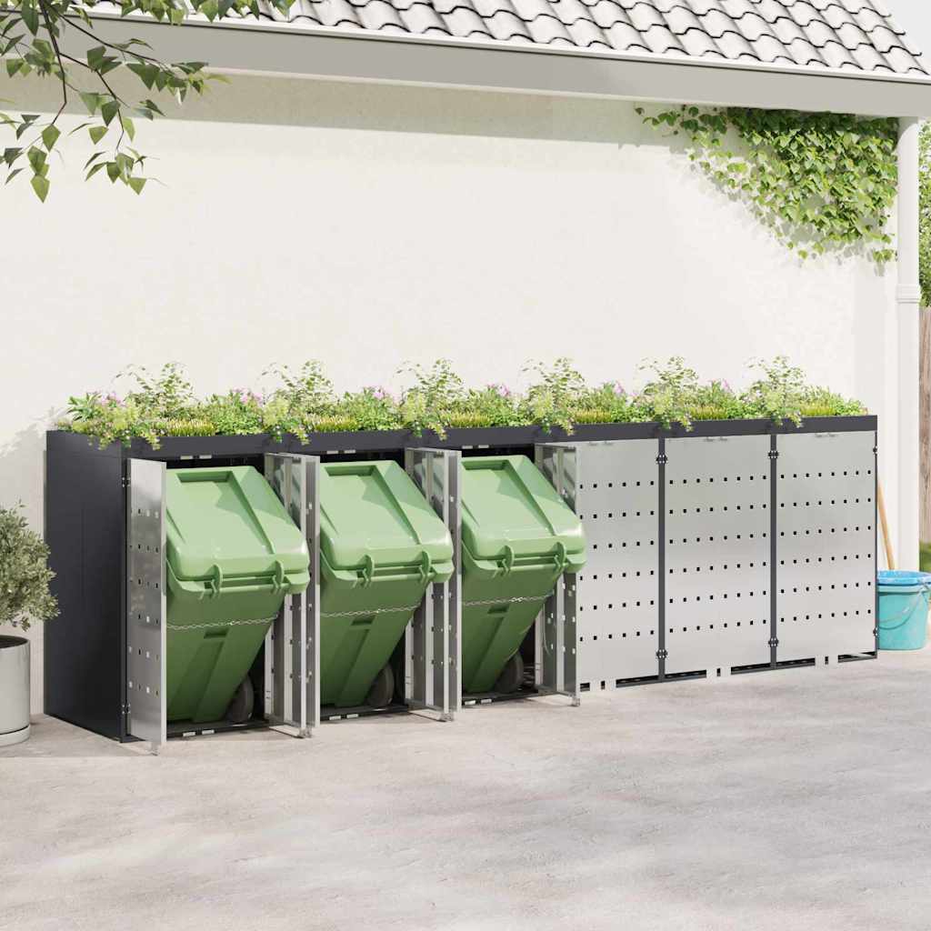 Wheelie Bin Storage for 6 Bins Anthracite 408 x 77.5 x 121.5 cm