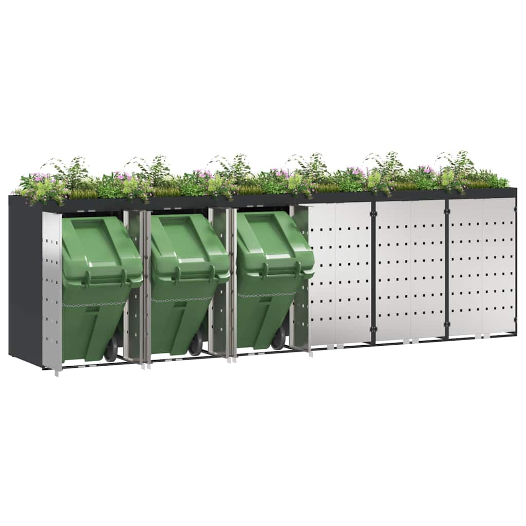 Wheelie Bin Storage for 6 Bins Anthracite 408 x 77.5 x 121.5 cm