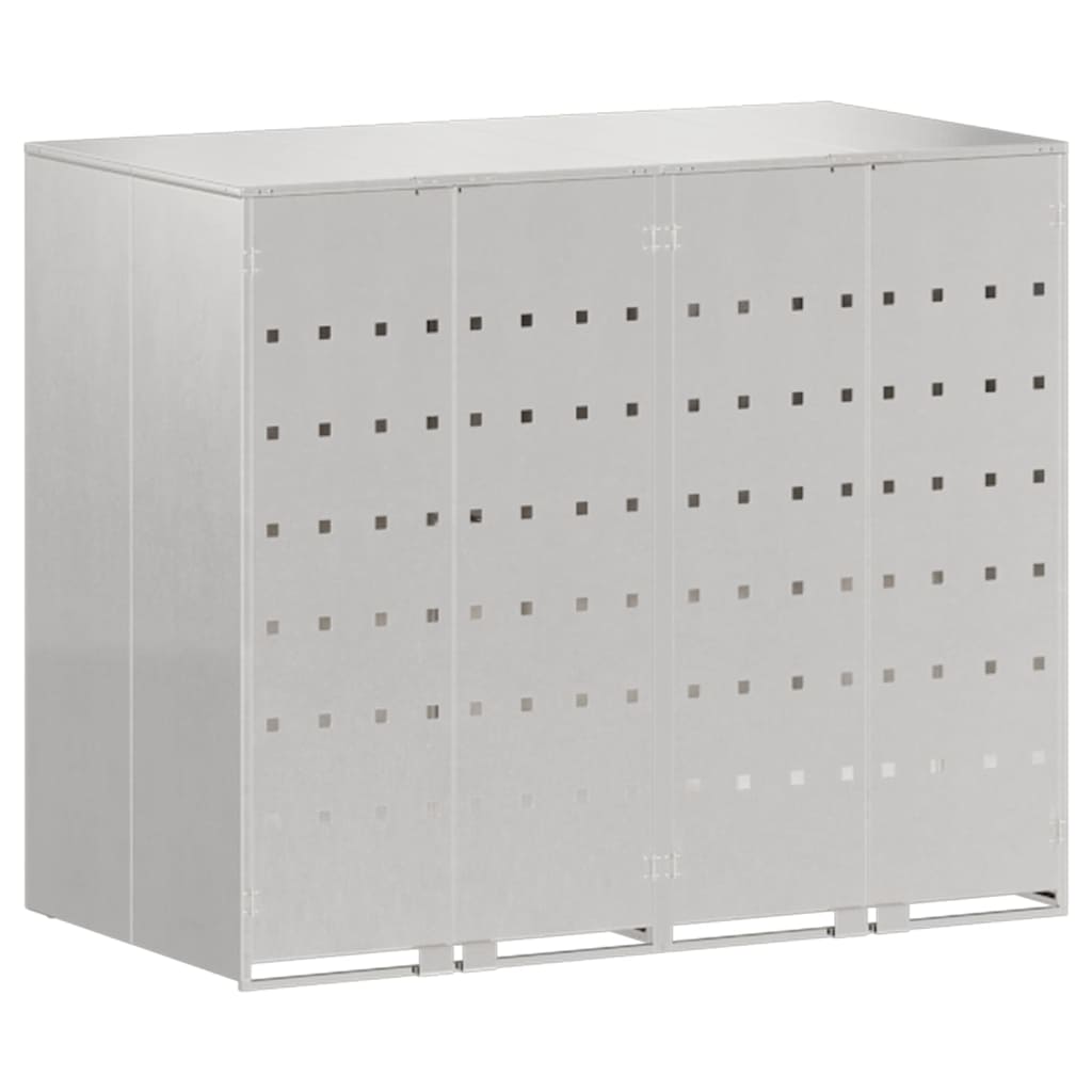 Wheelie Bin Storage for 2 Bins Silver 136 x 77.5 x 115.5 cm