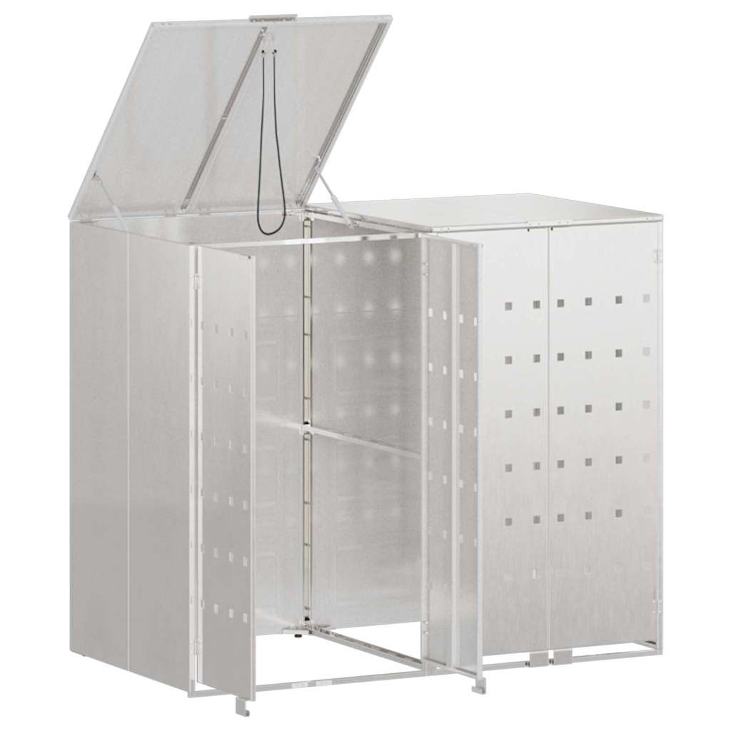 Wheelie Bin Storage for 2 Bins Silver 136 x 77.5 x 115.5 cm
