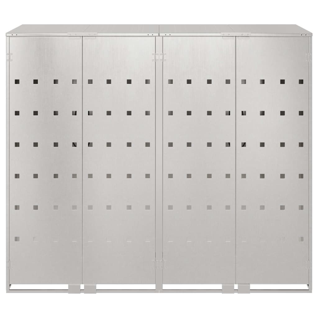Wheelie Bin Storage for 2 Bins Silver 136 x 77.5 x 115.5 cm