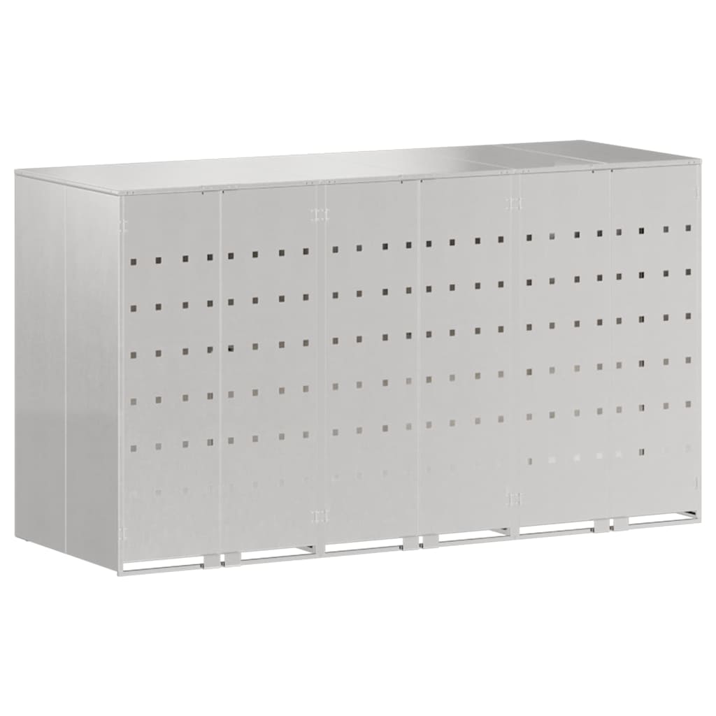 Wheelie Bin Storage for 3 Bins Silver 204 x 77.5 x 115.5 cm