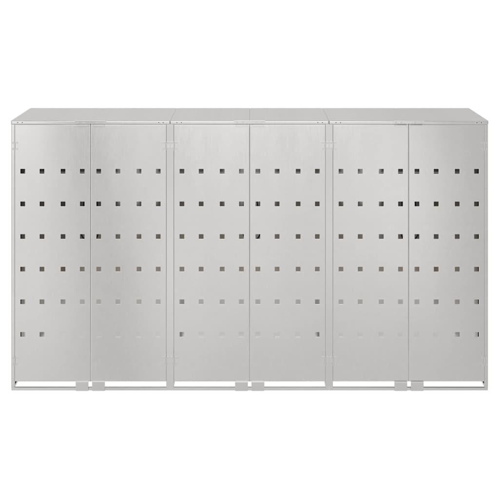 Wheelie Bin Storage for 3 Bins Silver 204 x 77.5 x 115.5 cm