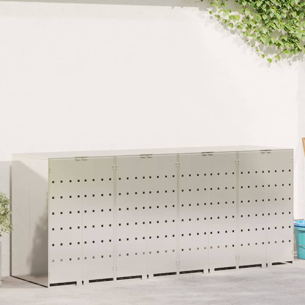 Wheelie Bin Storage for 4 Bins Silver 272 x 77.5 x 115.5 cm