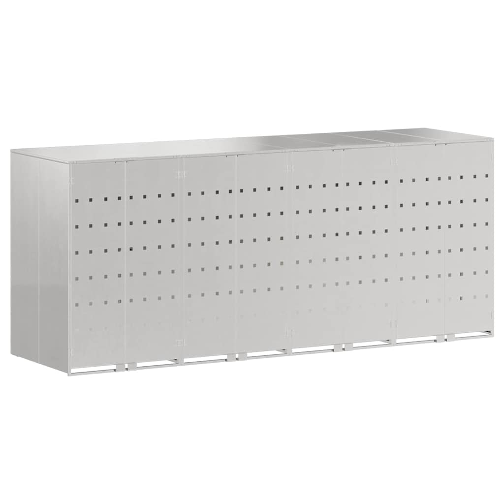 Wheelie Bin Storage for 4 Bins Silver 272 x 77.5 x 115.5 cm