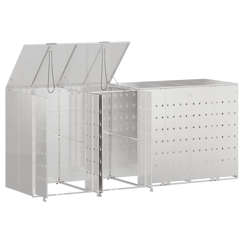 Wheelie Bin Storage for 4 Bins Silver 272 x 77.5 x 115.5 cm